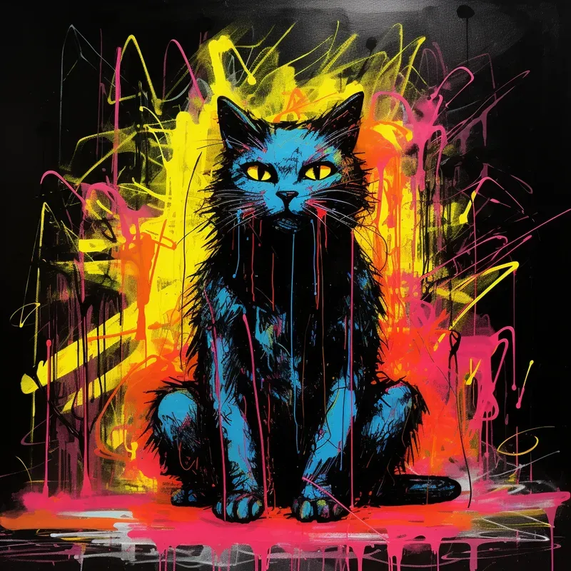 Neon Graffiti Stencil Art