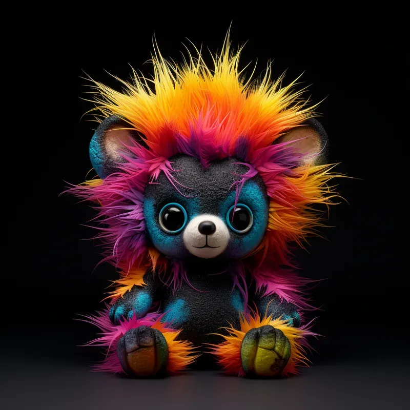 Plush Toy Animals With Colorful Hair