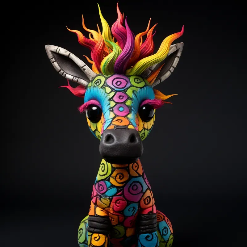 Plush Toy Animals With Colorful Hair