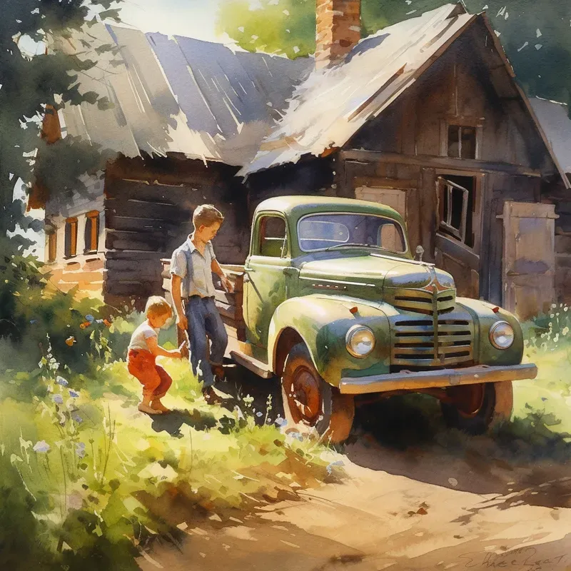 Sweet Childhood Memories Watercolor Art