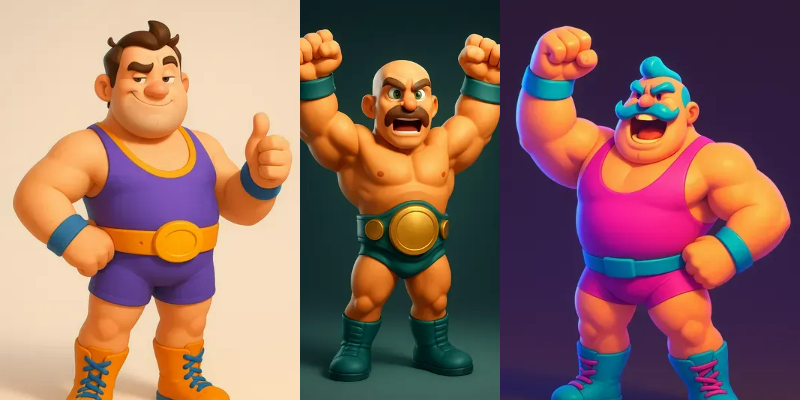 3d Cartoon Wrestler Game Asset