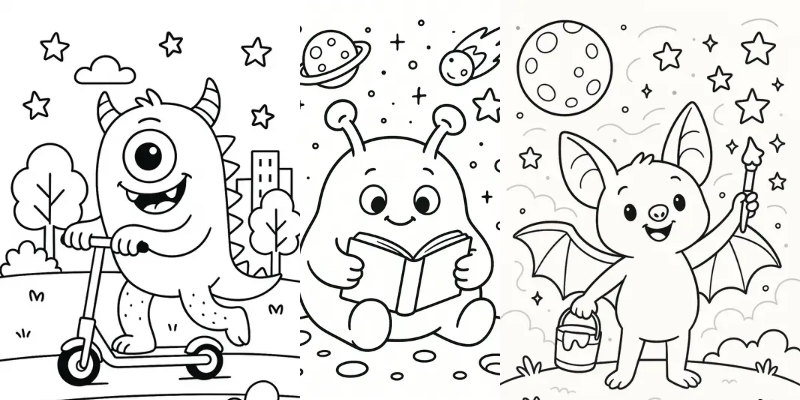 Cute Monsters Coloring Page Generator