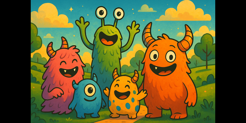Cute Monsters Coloring Book Cover