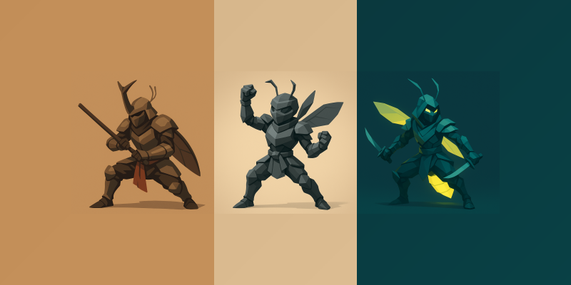 Insect Ninja Low Poly Characters