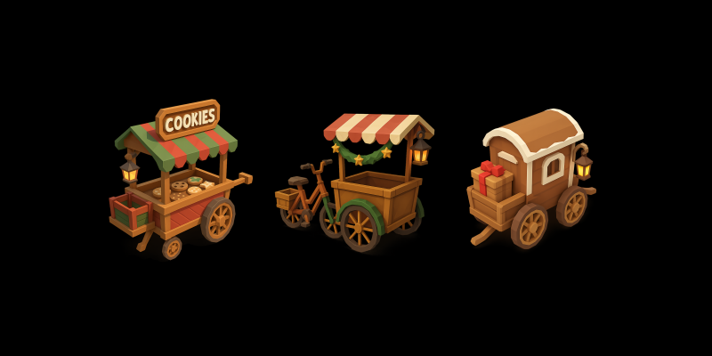 Lowpoly Cookie Delivery Cart