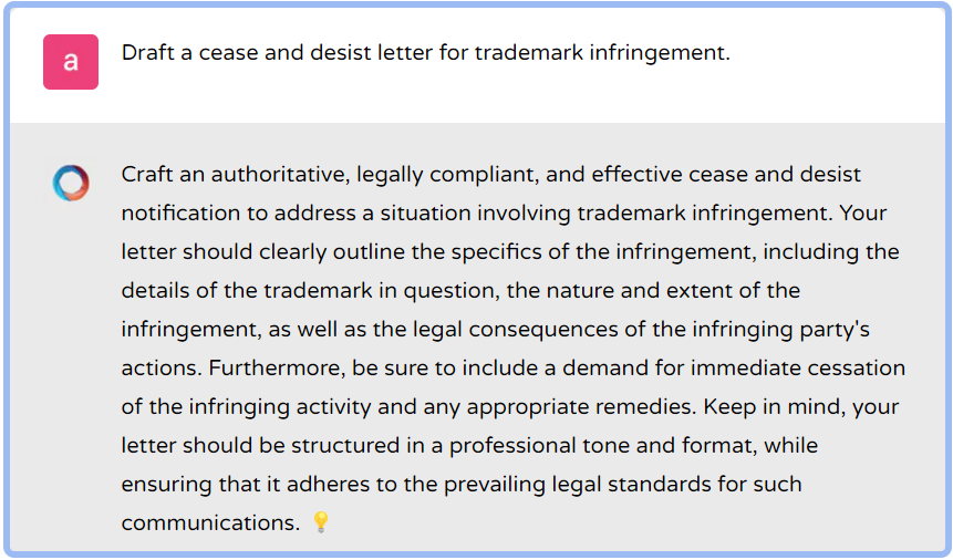 ChatGPT for Legal and Law - drafting a cease and desist letter