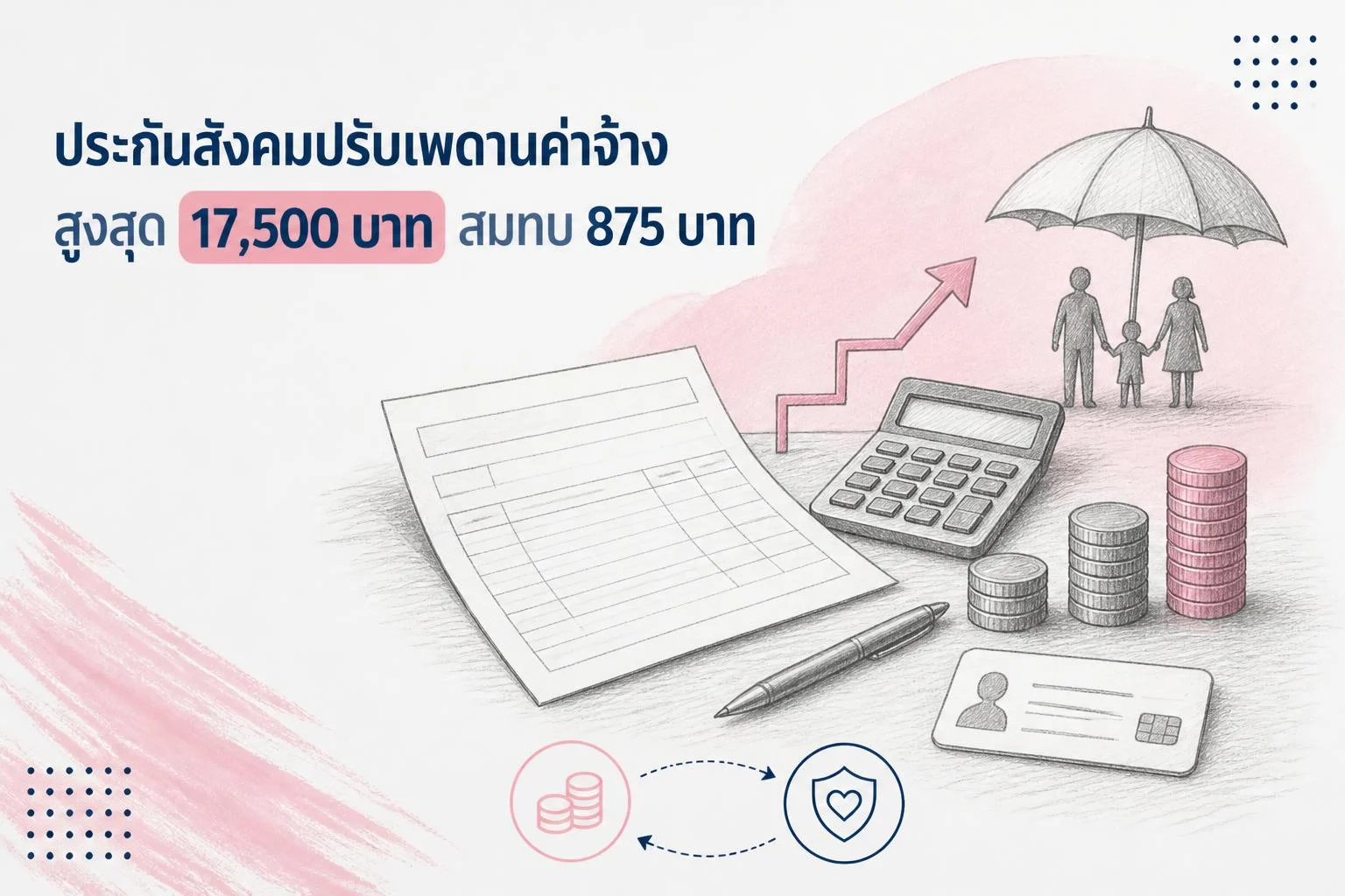 ประกันสังคมปรับเพดานค่าจ้าง ม.33 เป็น 17,500 บาท เงินสมทบสูงสุด 875 บาท/เดือน