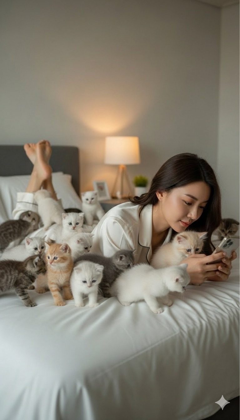 たくさんの子猫に囲まれる - After