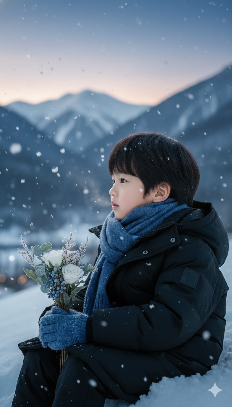 男の子の雪景色