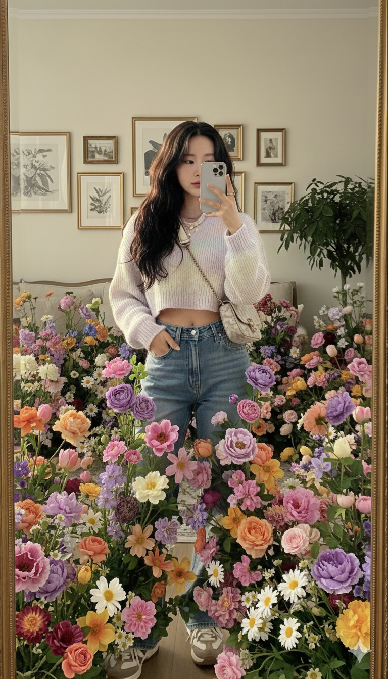 お花に囲まれる🌸