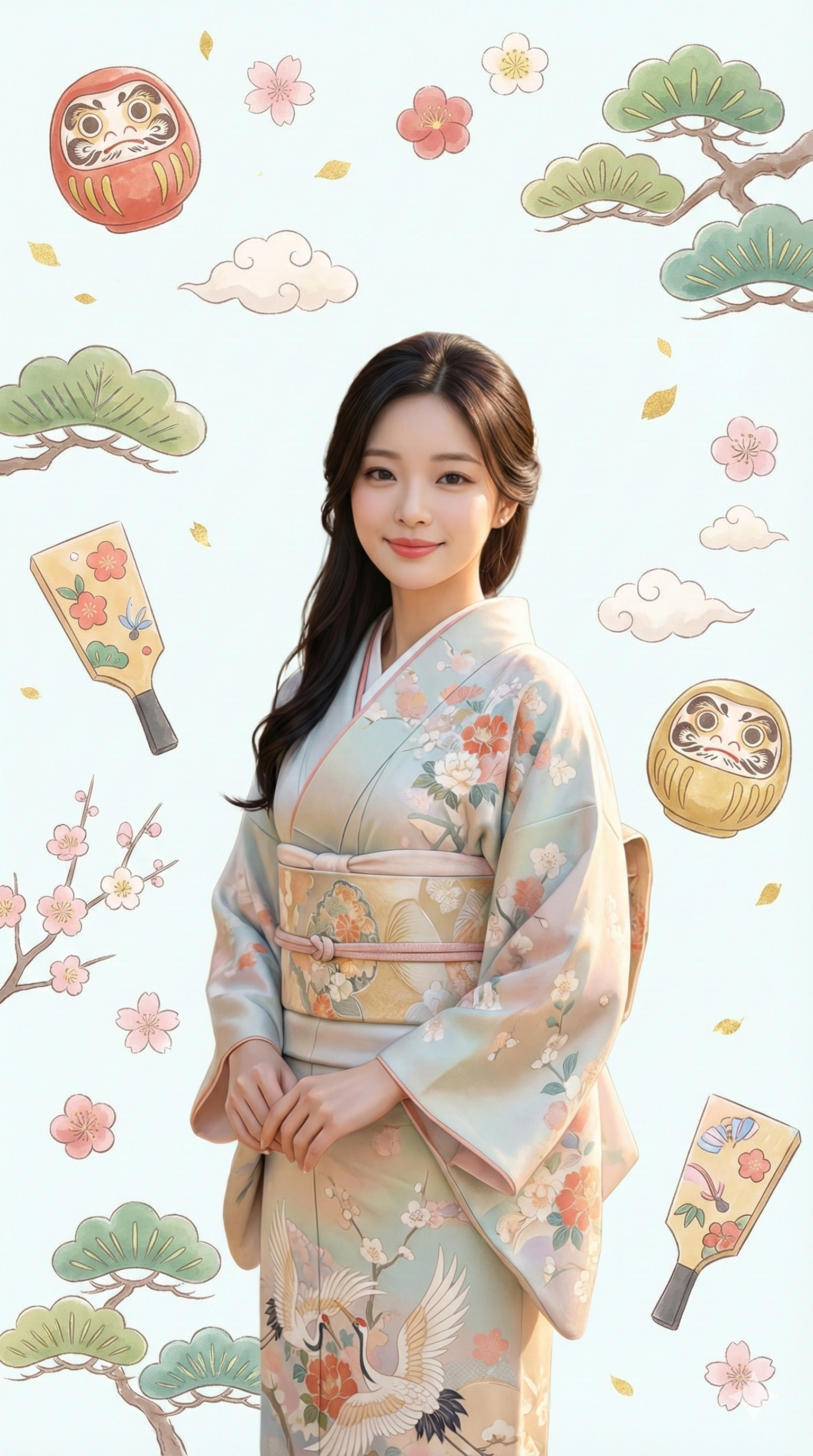 お正月イラスト背景 - After