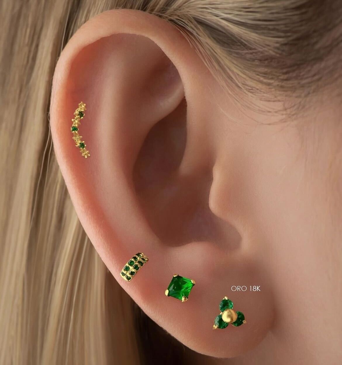 Arete Trébol de Oro 18k