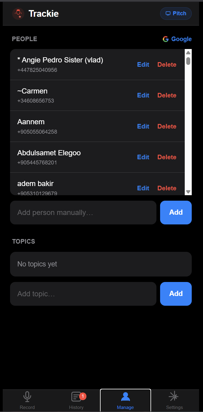 Trackie APP — 3