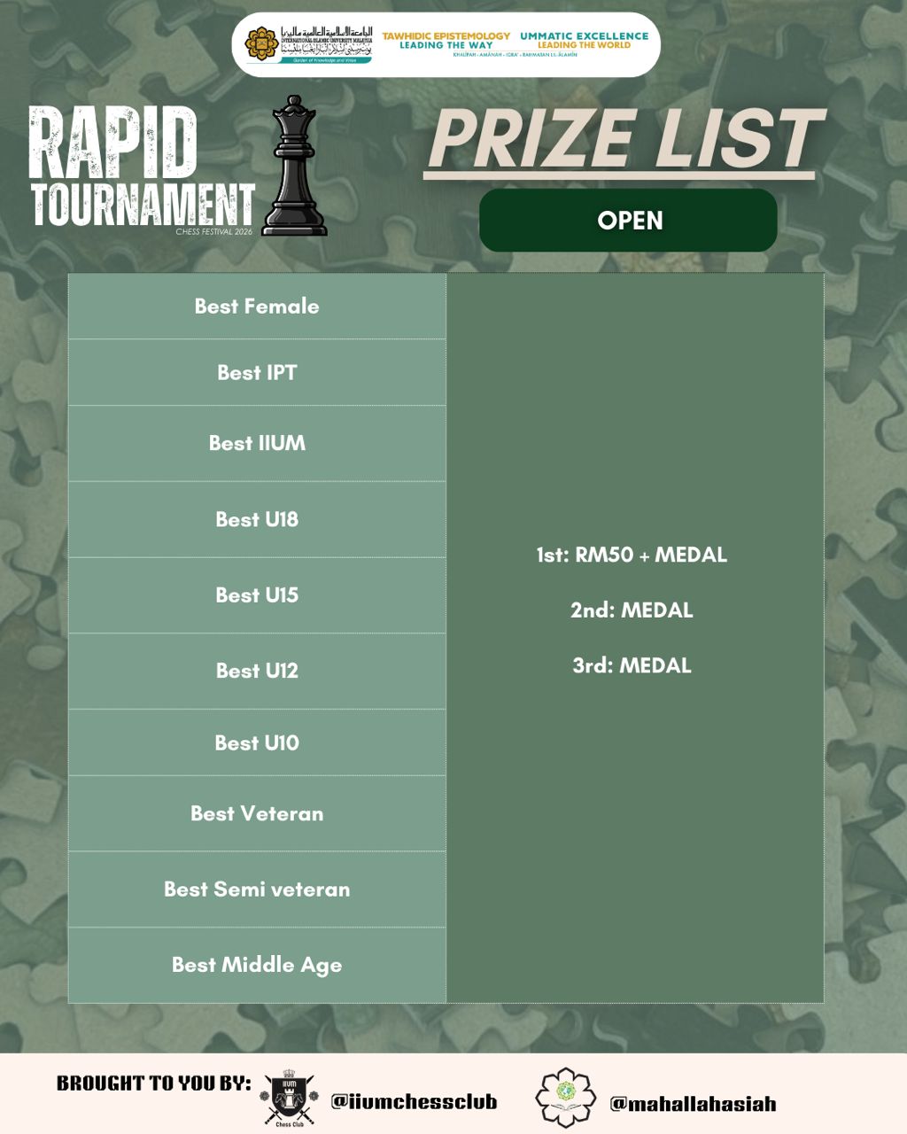 ♟️ IIUM OPEN Rapid Tournament — Chess Festival 3.0 2026