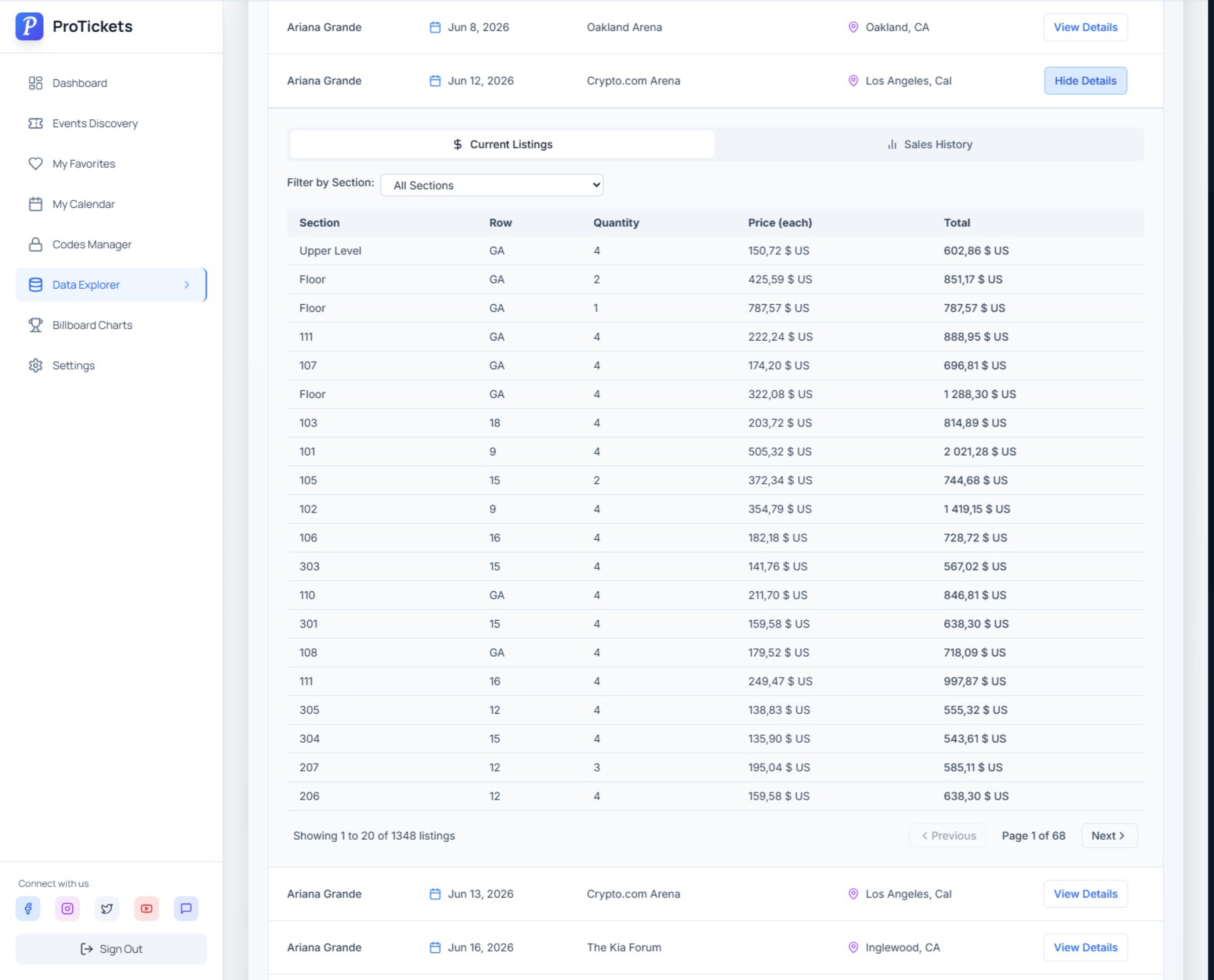 ProTickets feature