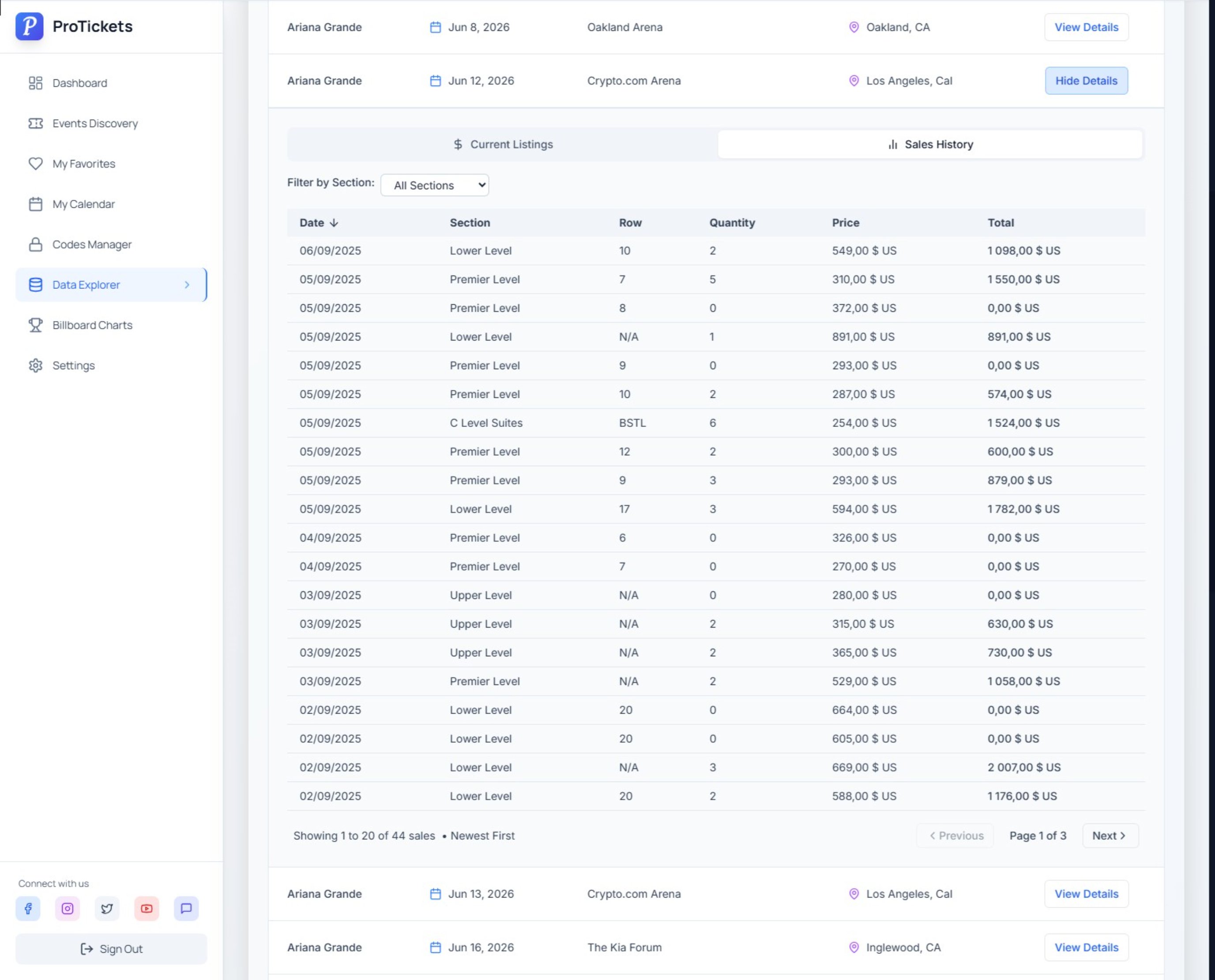 ProTickets feature