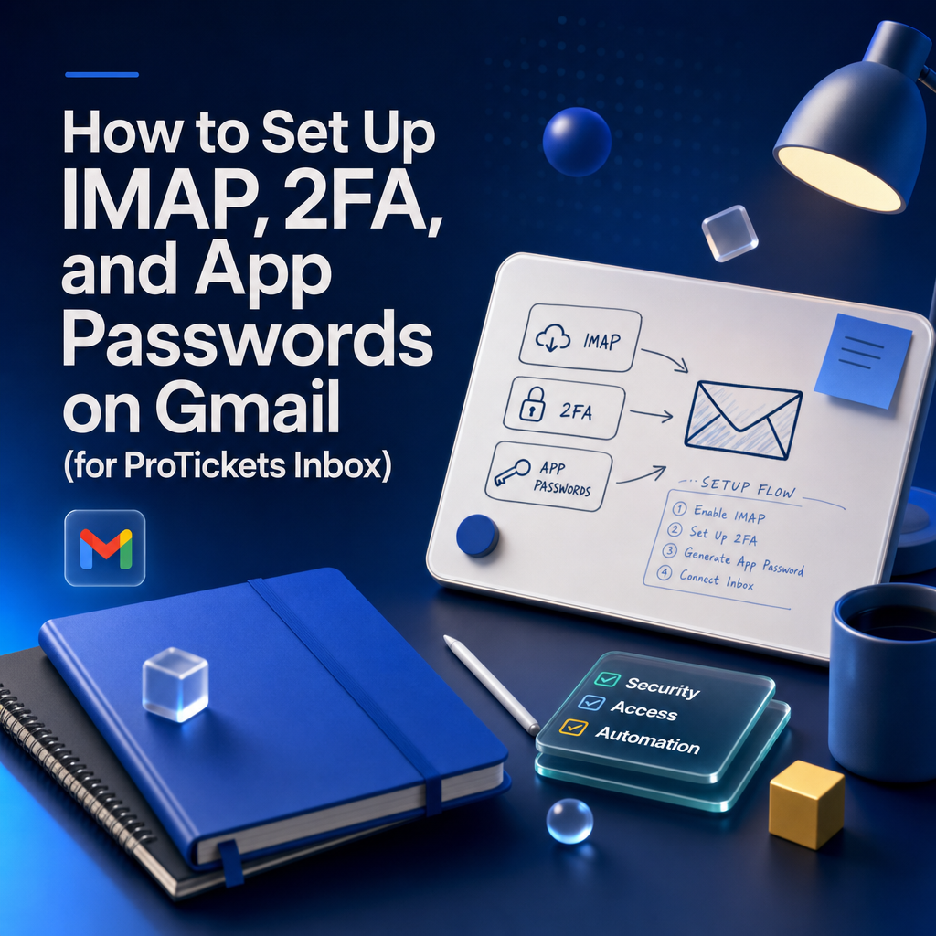 IMAP, 2FA en app-wachtwoorden instellen op Gmail (voor de ProTickets Inbox)