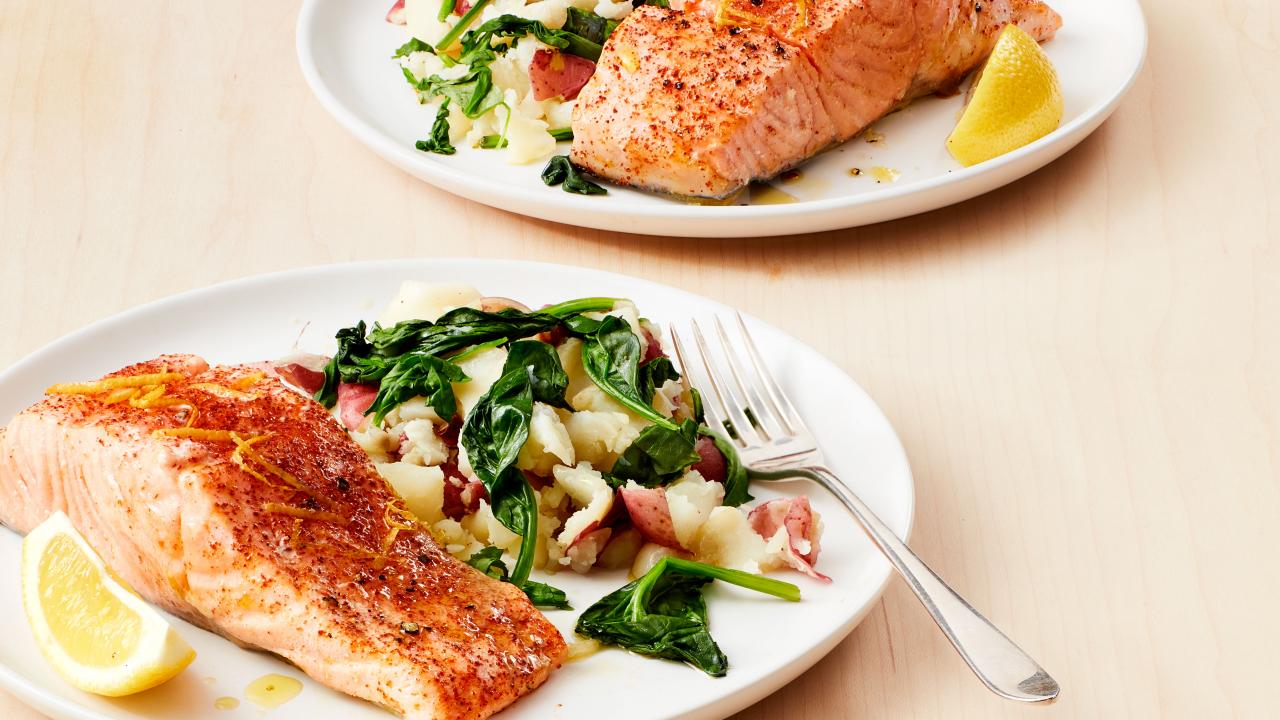 instant-pot-salmon-with-garlic-potatoes-and-greens