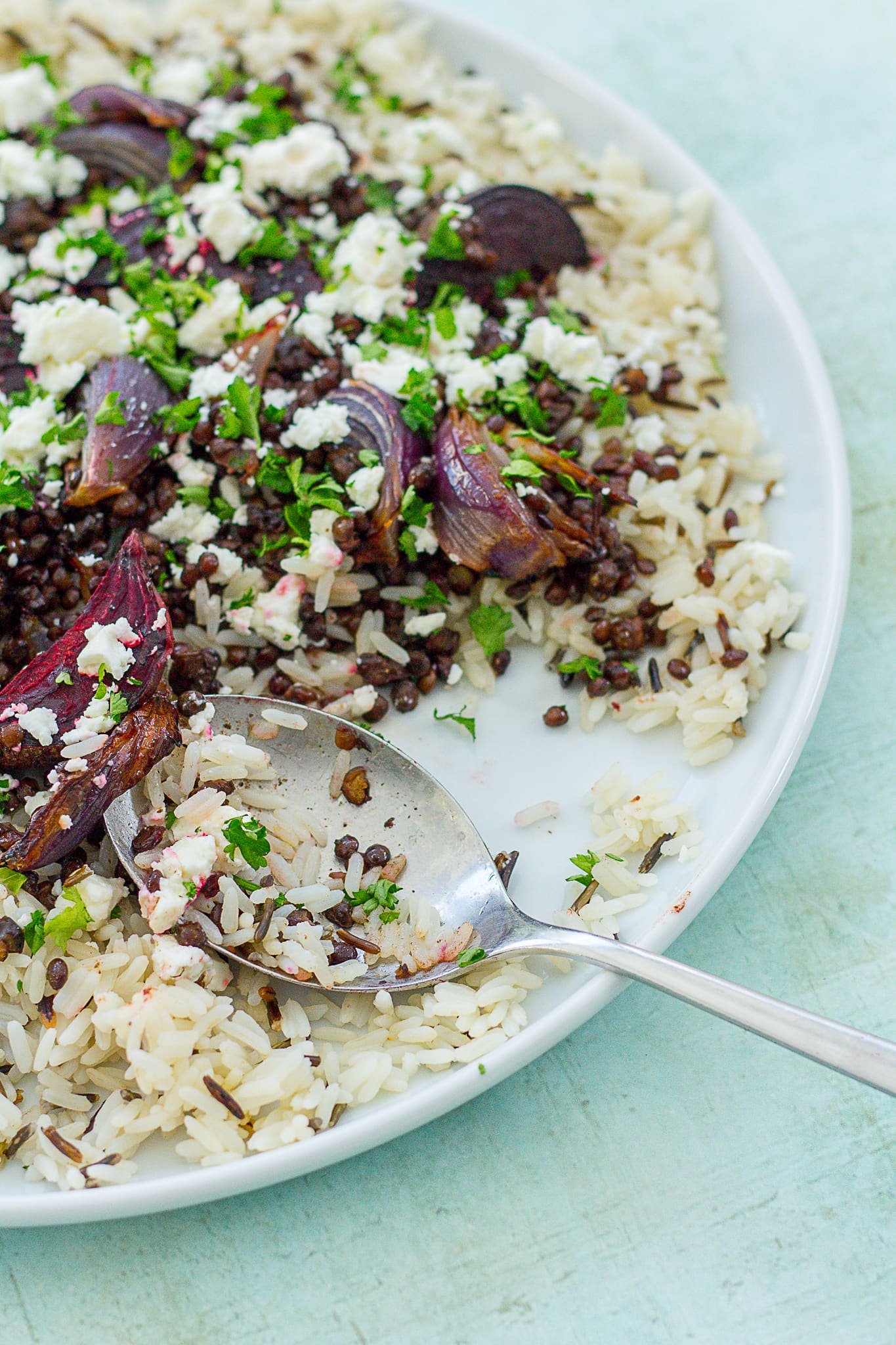 lentil-rice-salad-with-beetroot-and-feta-dressing