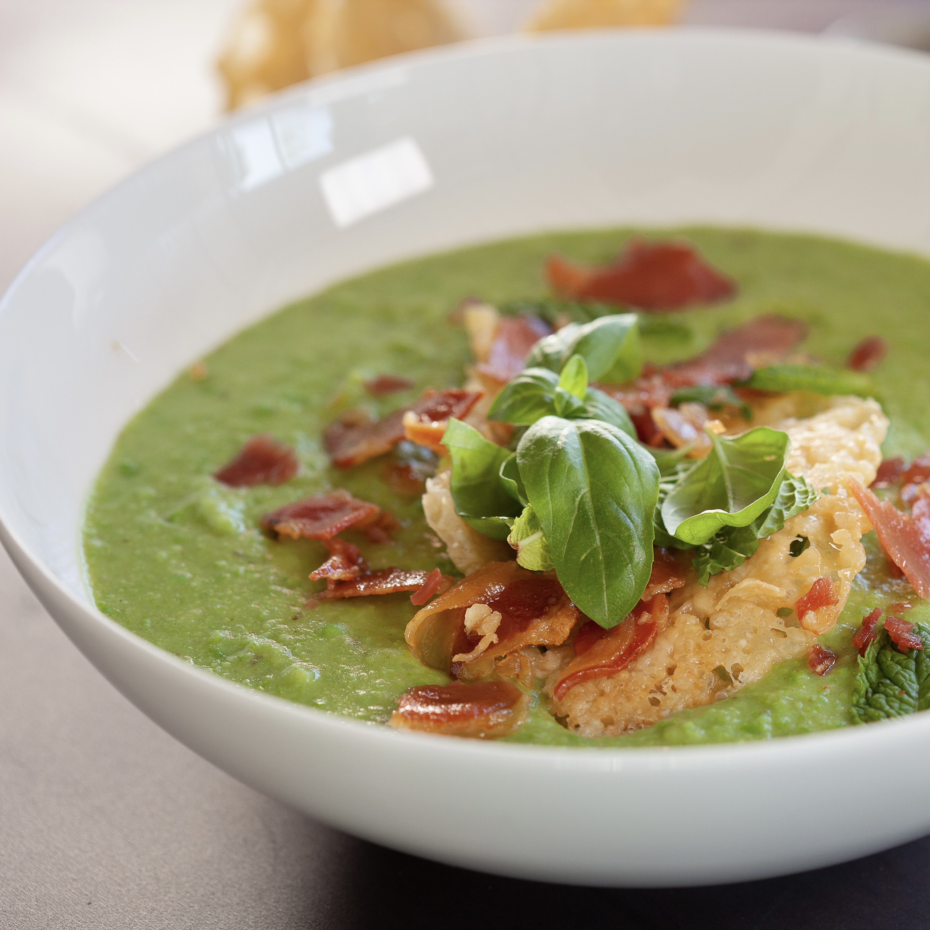 pea-soup-with-crispy-pancetta-and-parmesan