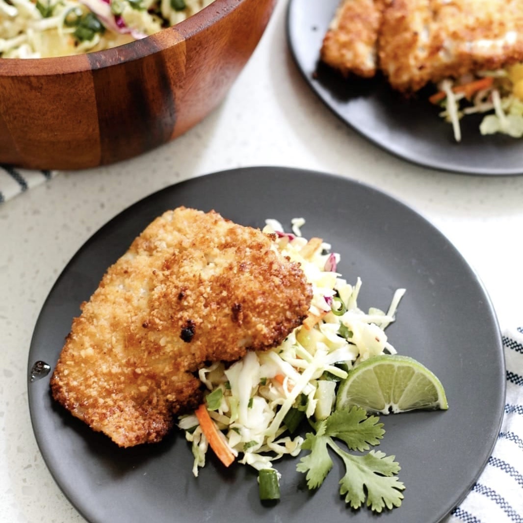 macadamia-crusted-barramundi-with-pineapple-slaw-salad