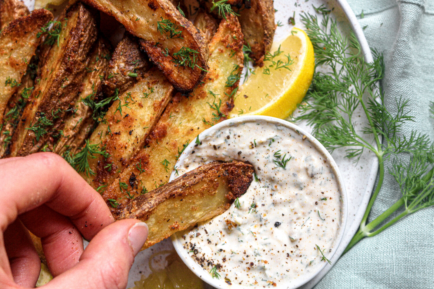 crispy-wedges-with-yogurt-tahini-dip