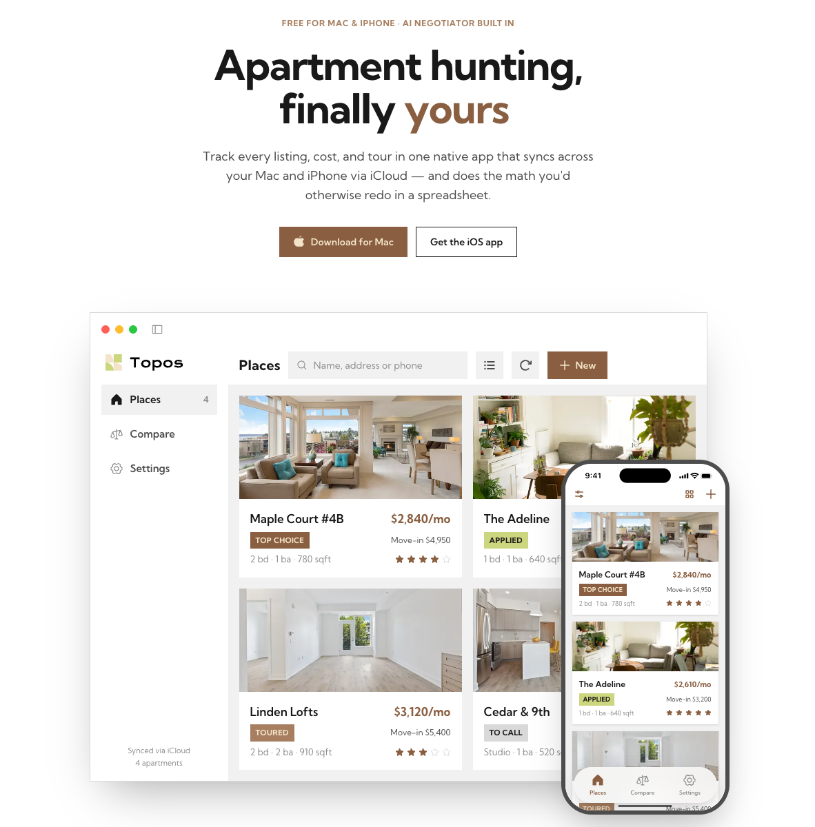 Topos - Apartment Hunting Tracker (iOS App) preview