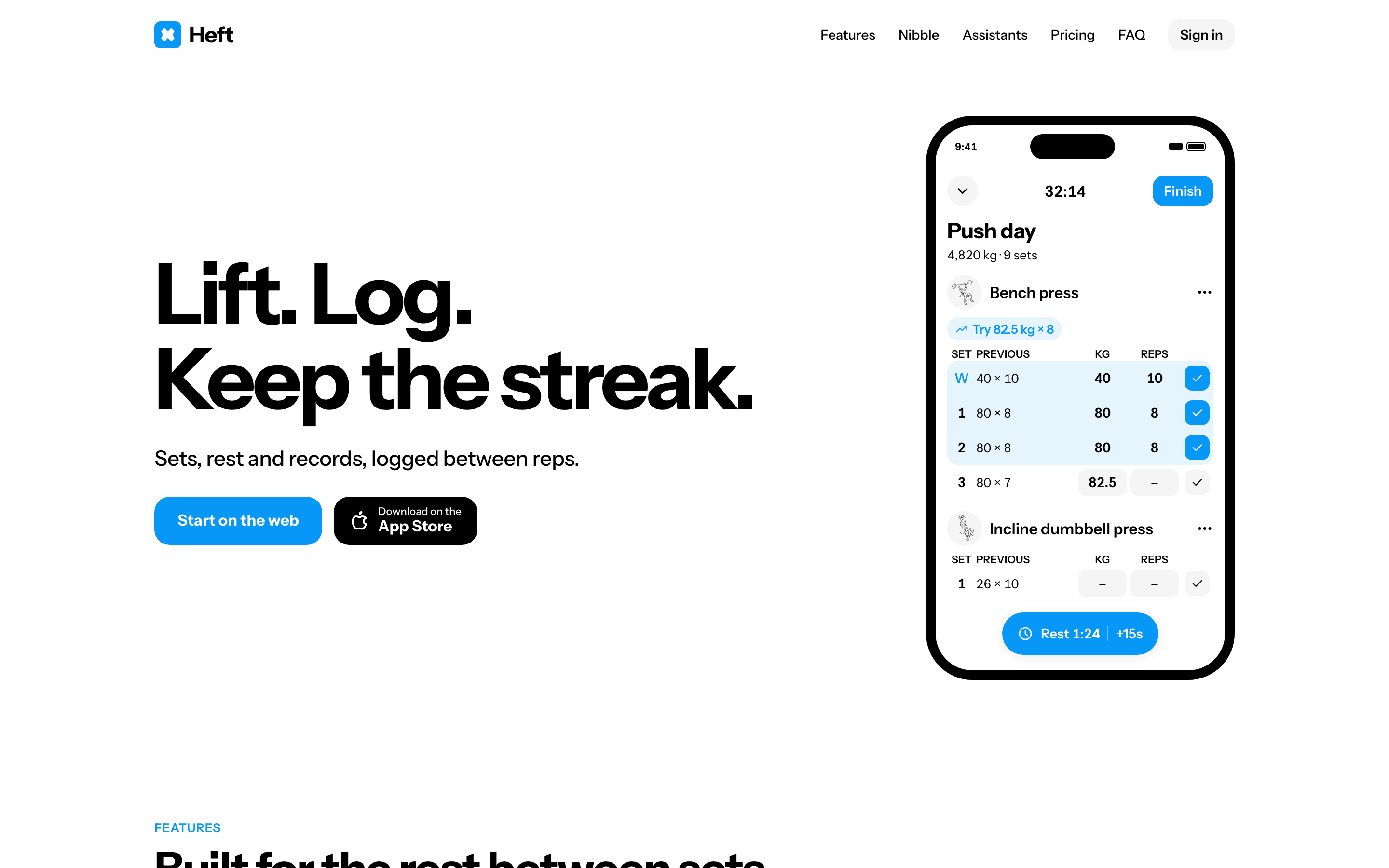 Heft - Workout Log with a Weekly Streak, Screen Time Bedtime and an MCP Server preview
