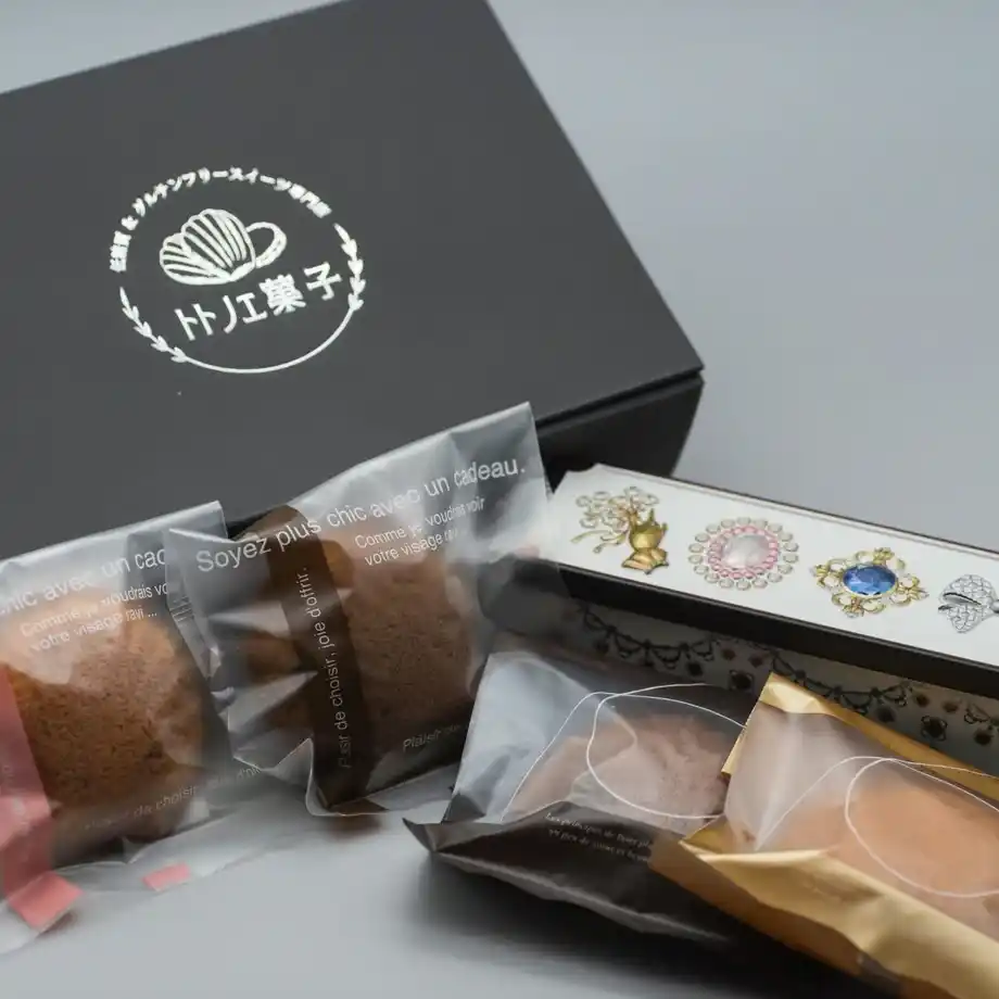 グルテンフリー国産発酵バターのクッキー缶&マドレーヌギフトBOX｜紙袋付