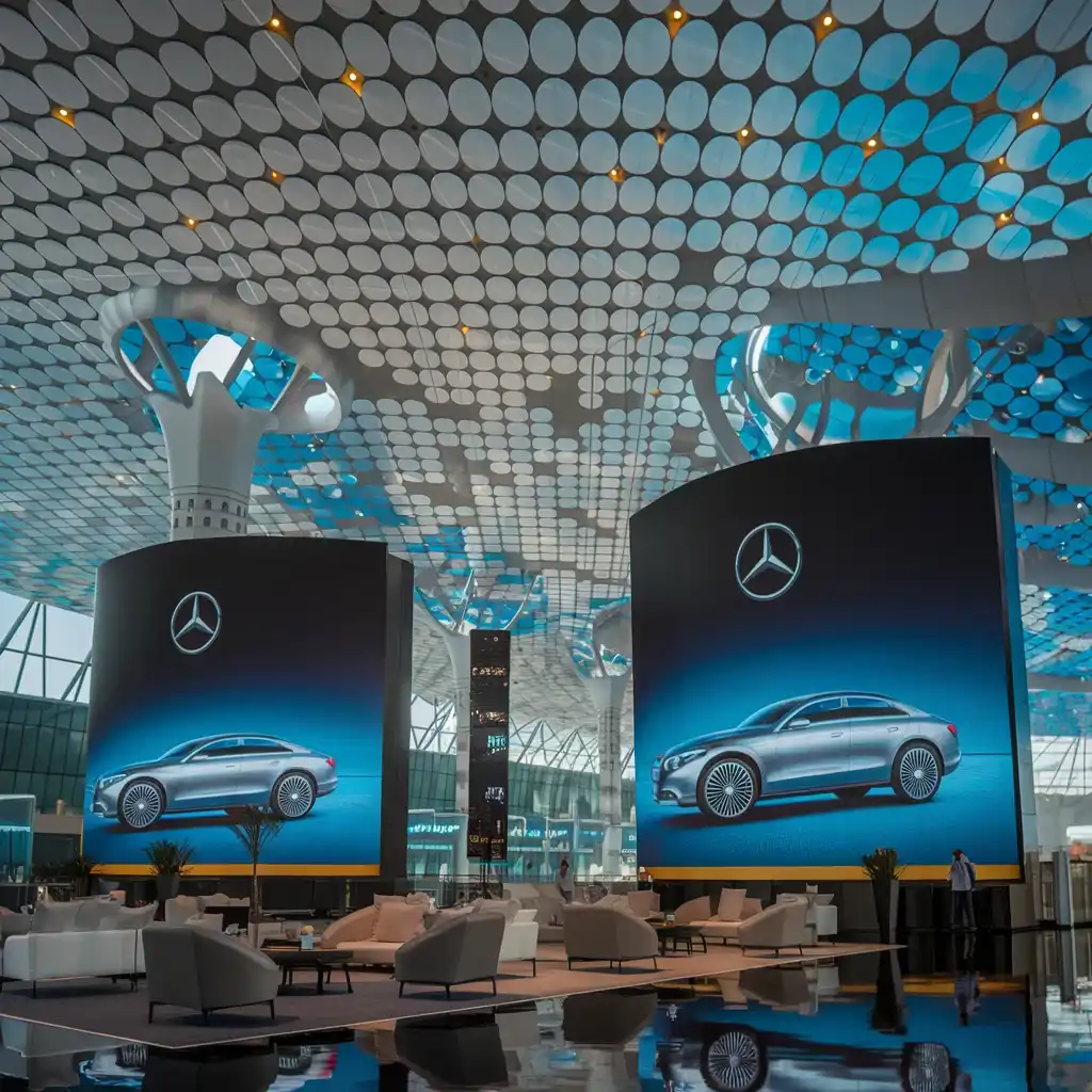 Luxury car brands advertise at airport lounges