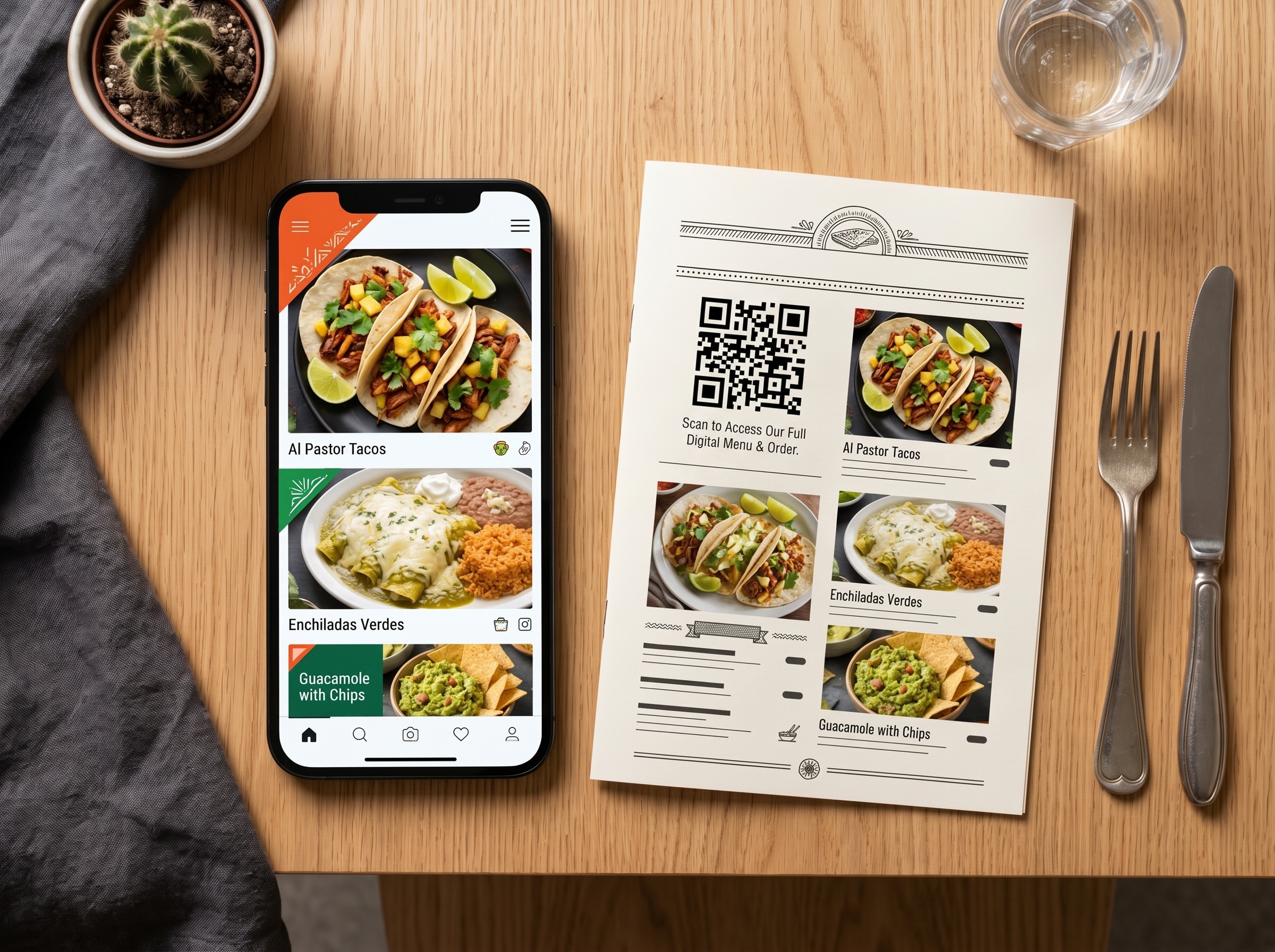 Menú con QR para mesas
