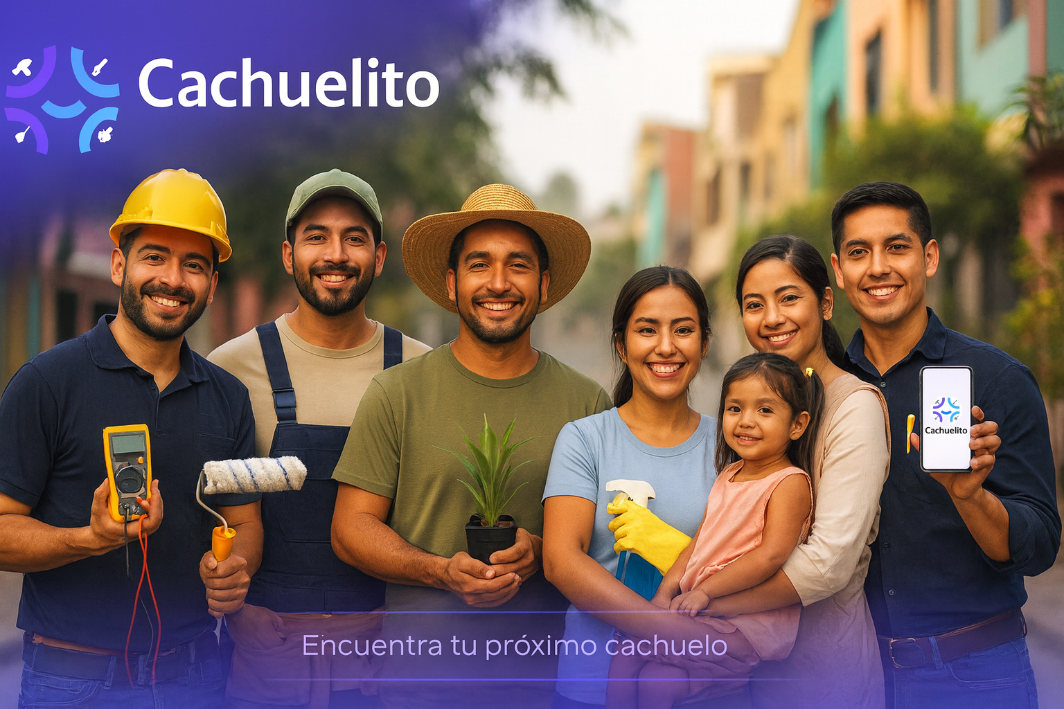 Trabajadores locales realizando servicios