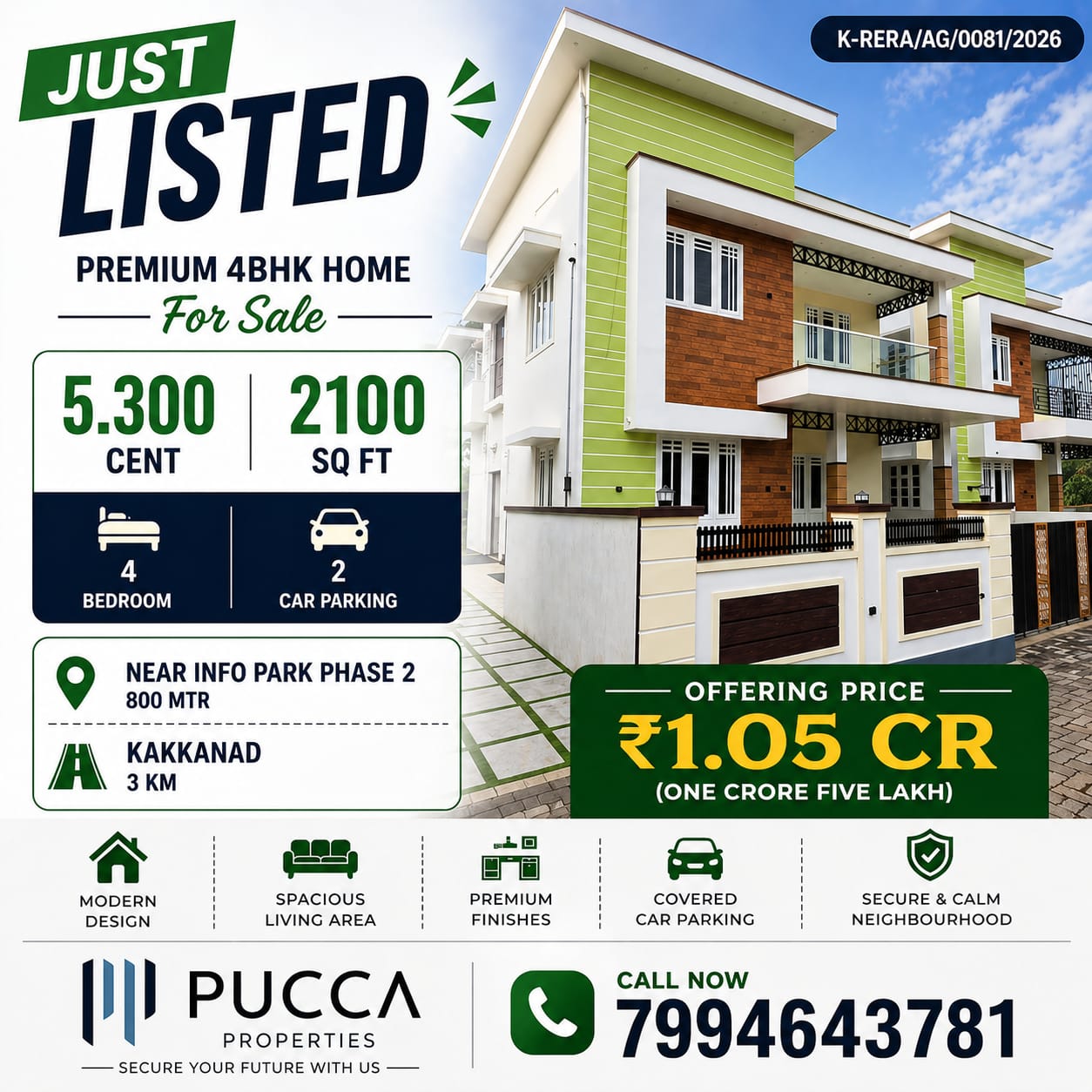 Premium 4BHK Villa for Sale | Kakkanad | Near Info park - Main Gallery View