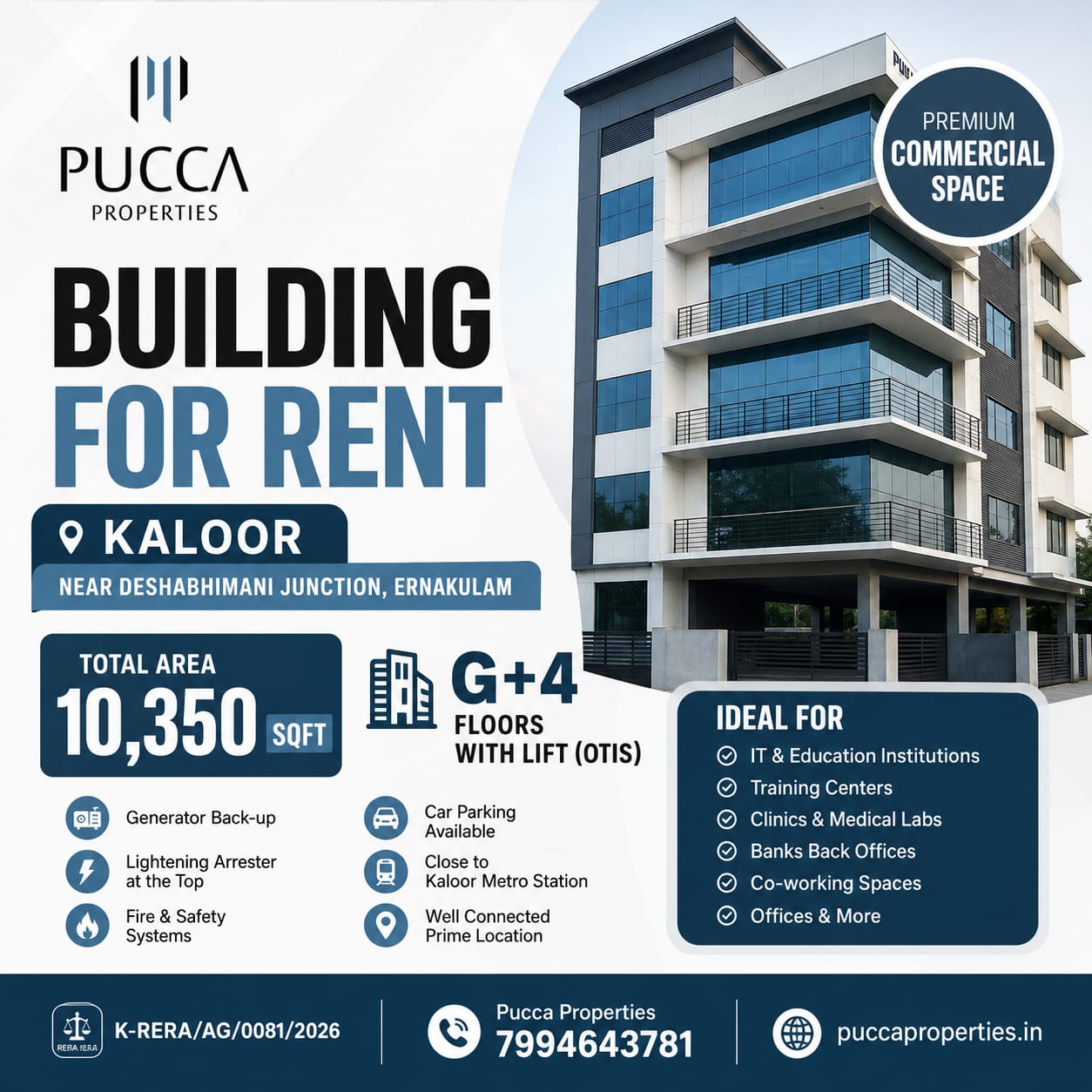 Commercial Building for Rent Near Kaloor Metro, Ernakulam - Main Gallery View