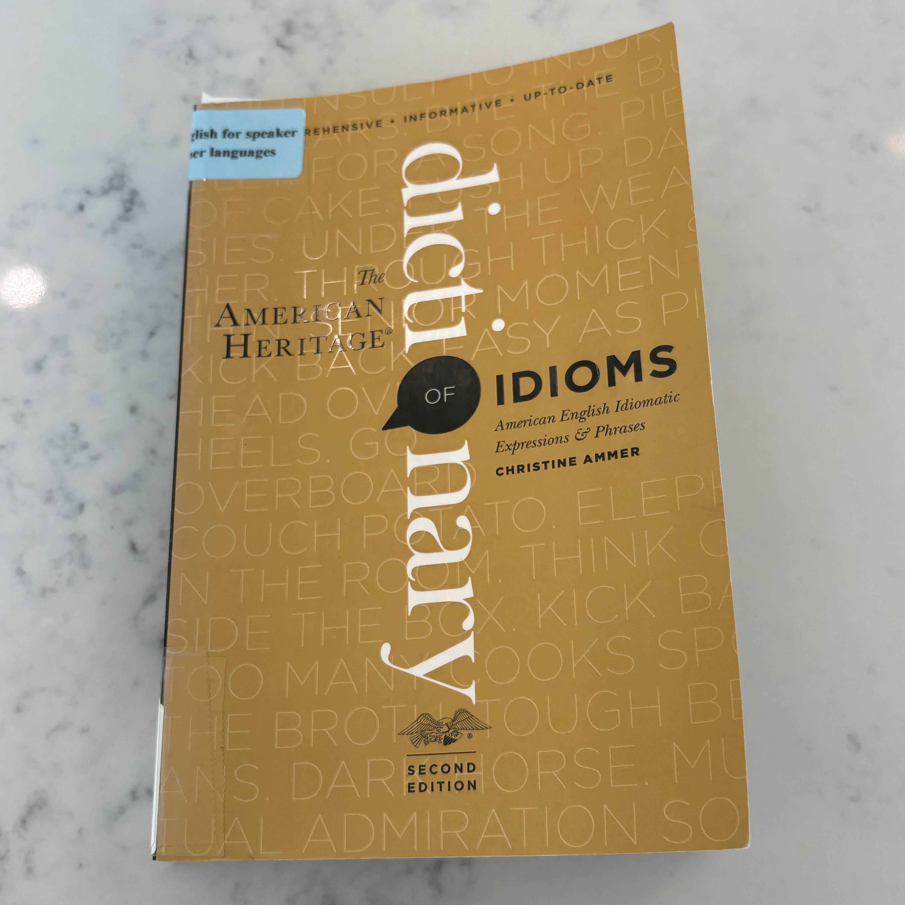 Picture of The American Heritage Dictionary of Idioms 2nd Edition on a countertop