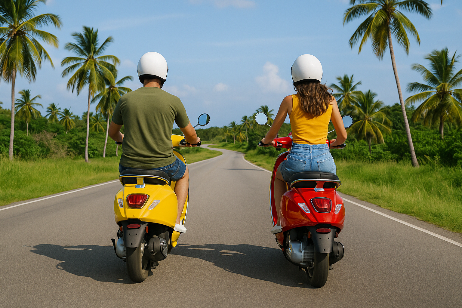 Scooter against a tropical background