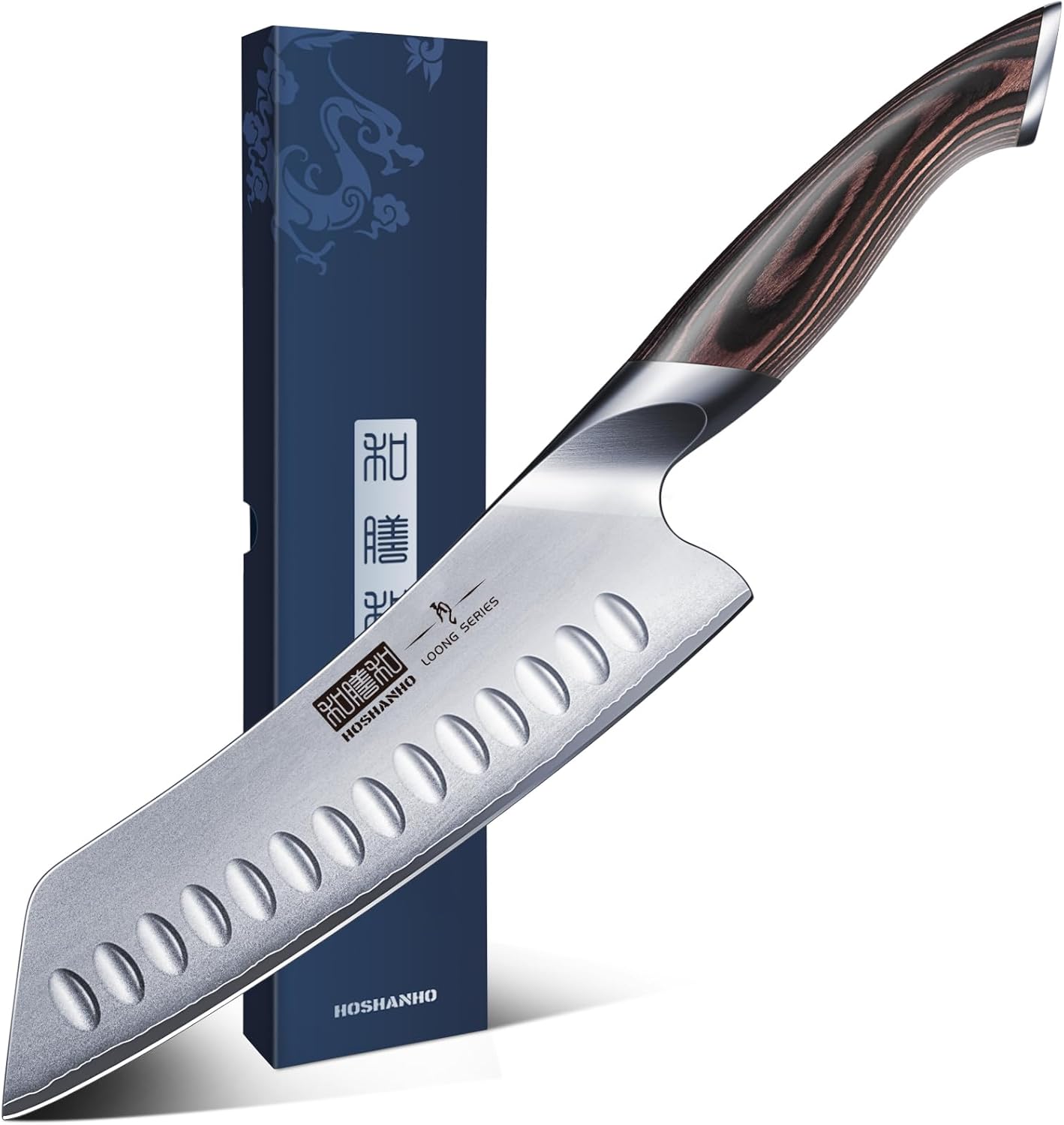 HOSHANHO 包丁 178mm 三徳包丁 よく切れる 万能 料理 高炭素ステンレス 10Cr15CoMoV 鋼キッチンナイフ 三徳ナイフ 肉や野菜を切るのに適しています