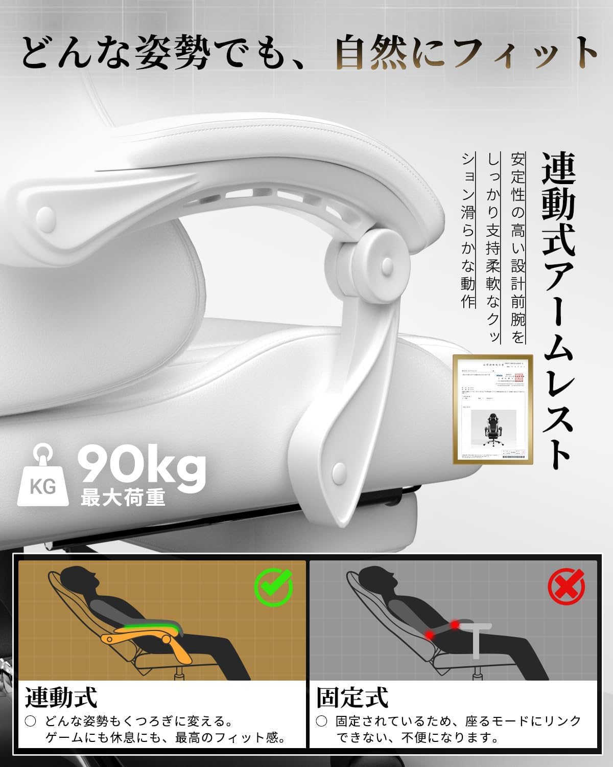 Dowinx ゲーミングチェア|フラットな座面・座り心地抜群 - 4