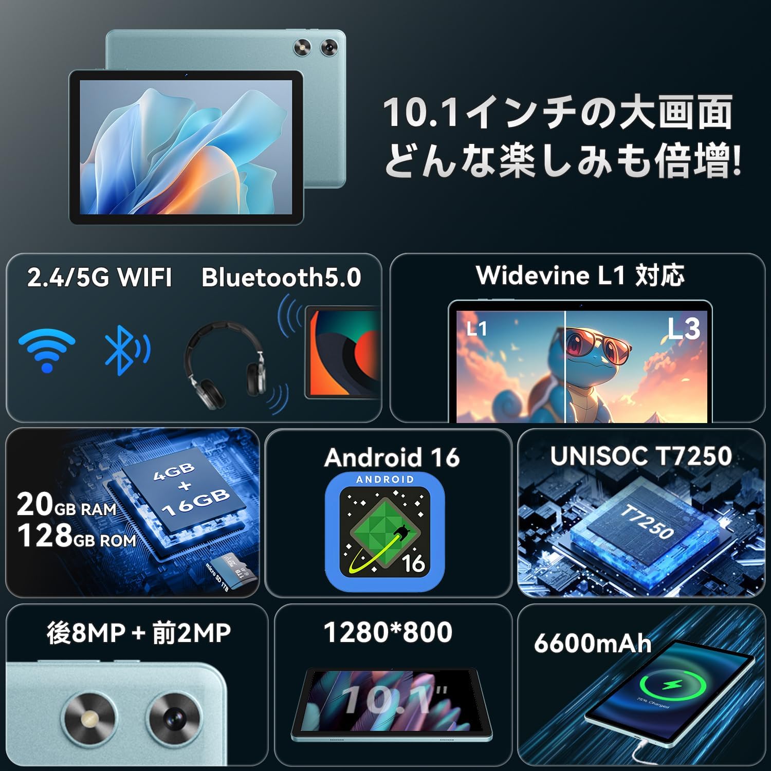 【Android 16強化版】タブレット 10インチ Wi-Fiモデル - 2
