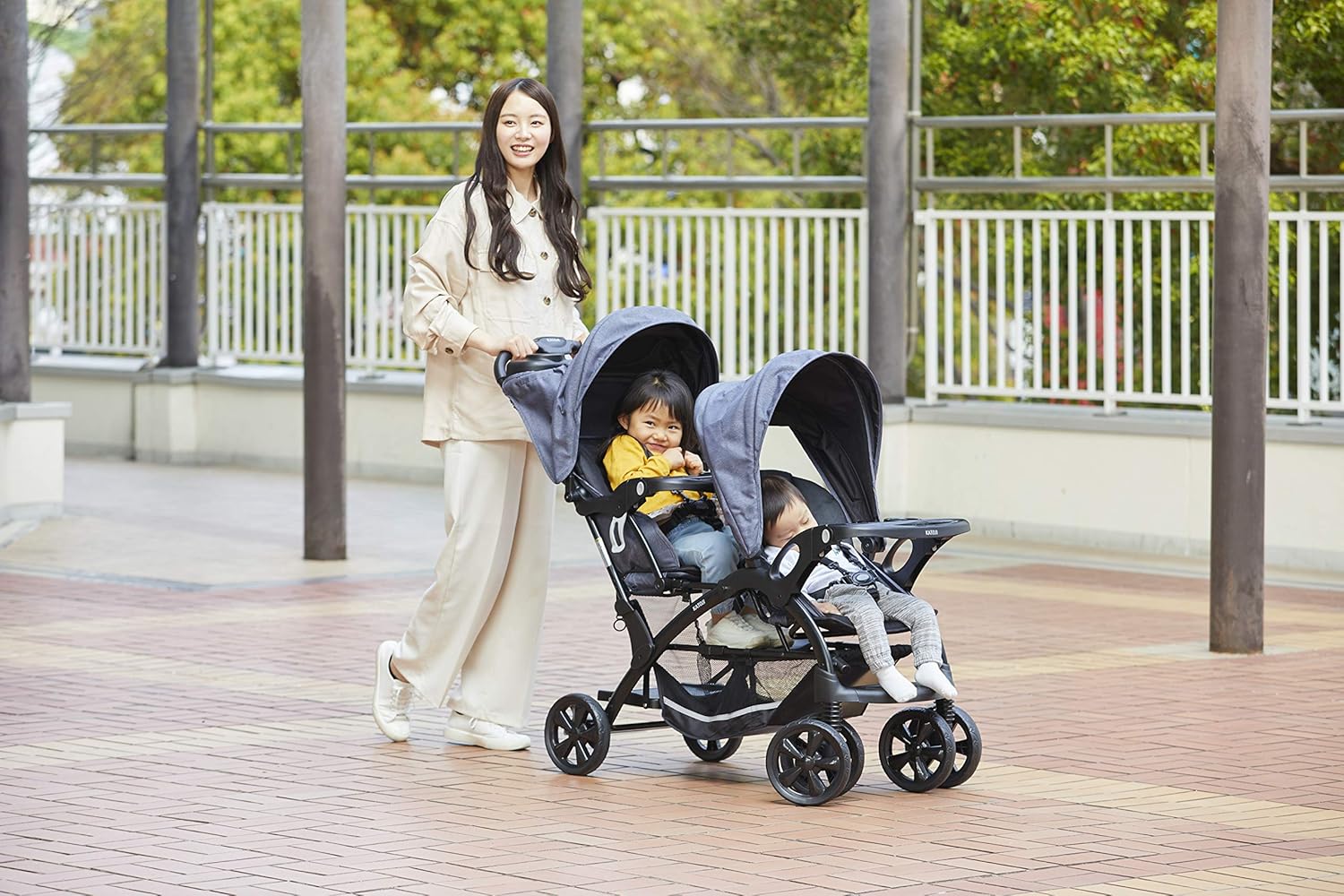 カトージ ベビーカー 二人でゴーDX レインカバー付 デニム - 2