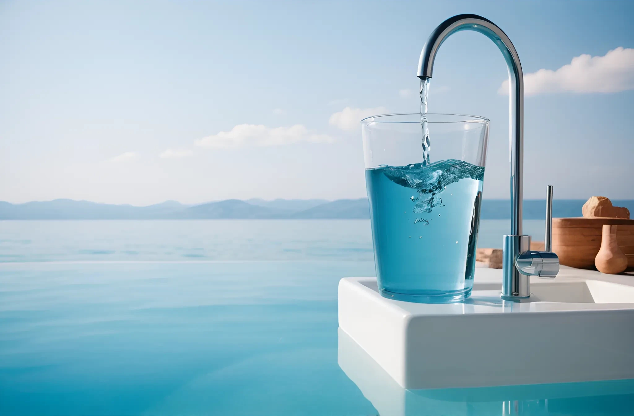 Acqua pura versata in un bicchiere
