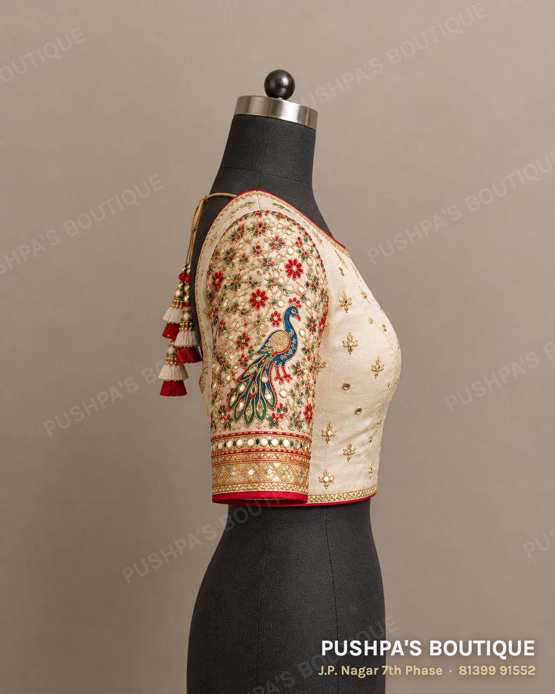 Princess cut blouse PB-009, boat neck, dori back, elbow sleeve, photo 2