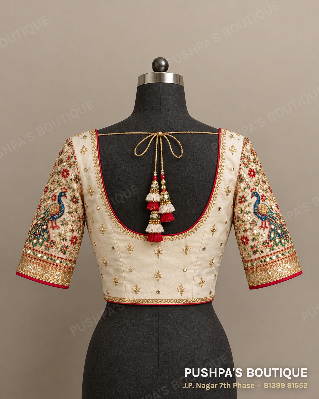 Princess cut blouse PB-009, boat neck, dori back, elbow sleeve, photo 3