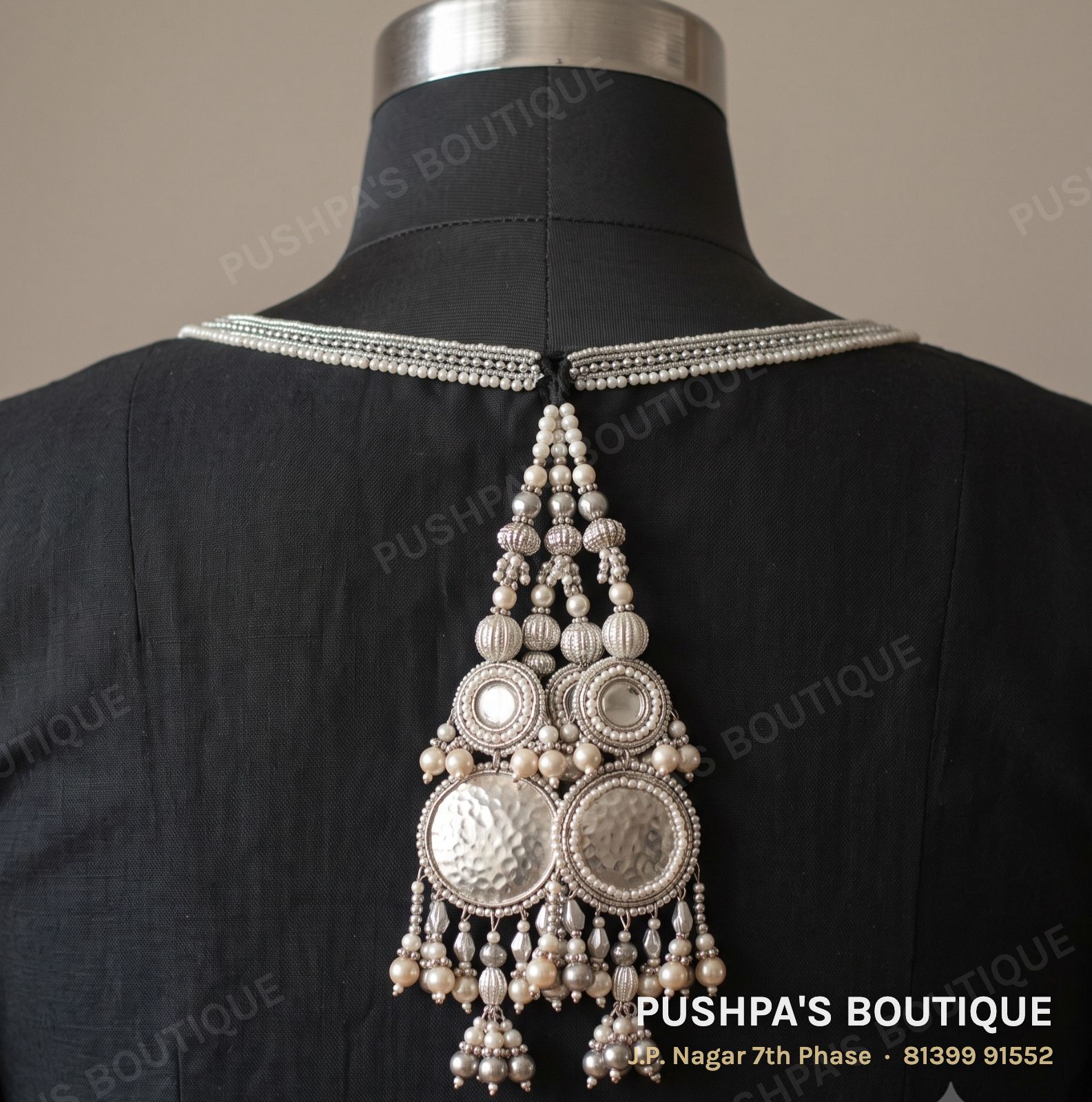 Designer blouse PB-011, V neck, dori back, elbow sleeve, photo 2
