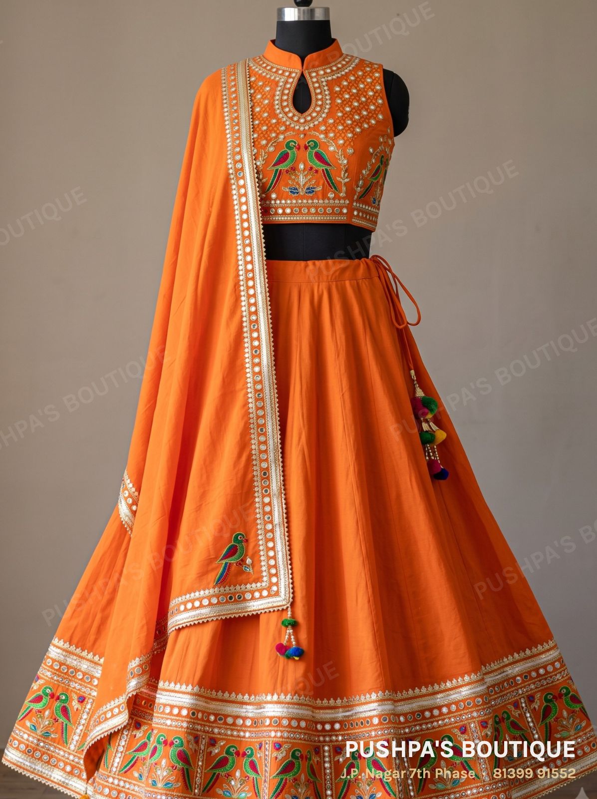 Lehenga PB-012, high neck, sleeveless