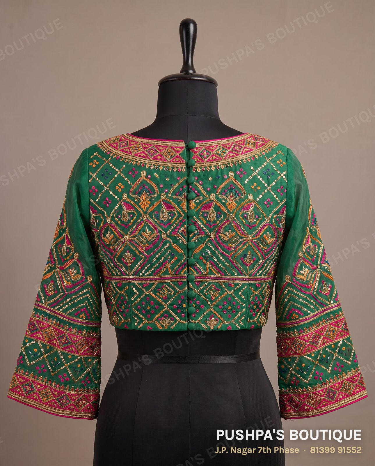 Princess cut blouse PB-013, square neck, button back, photo 2