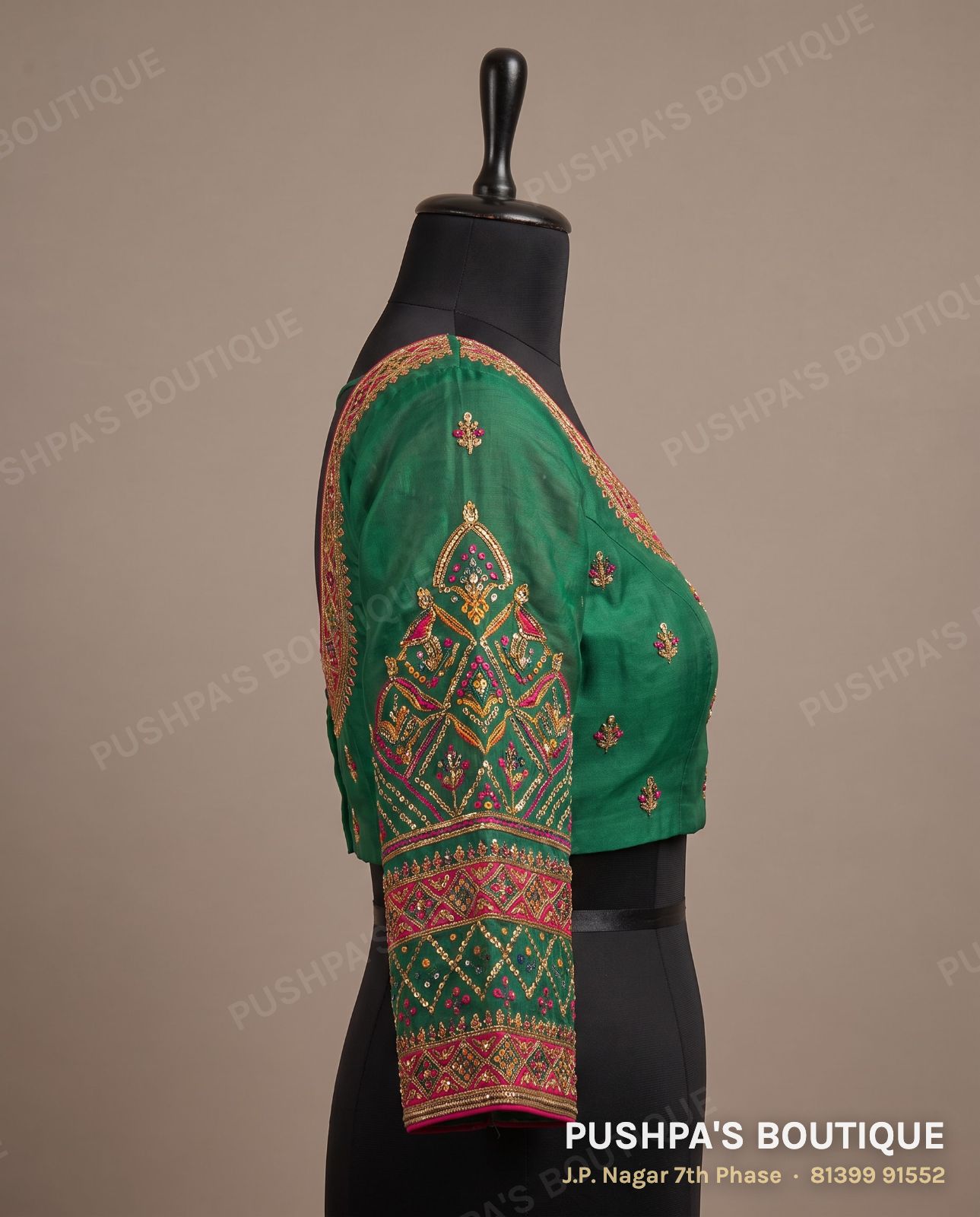 Princess cut blouse PB-013, square neck, button back, photo 3