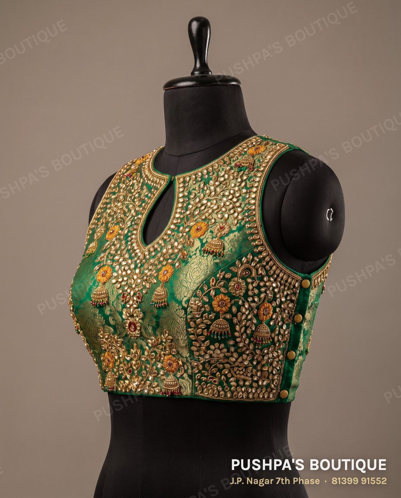 Designer blouse PB-019, high back, sleeveless