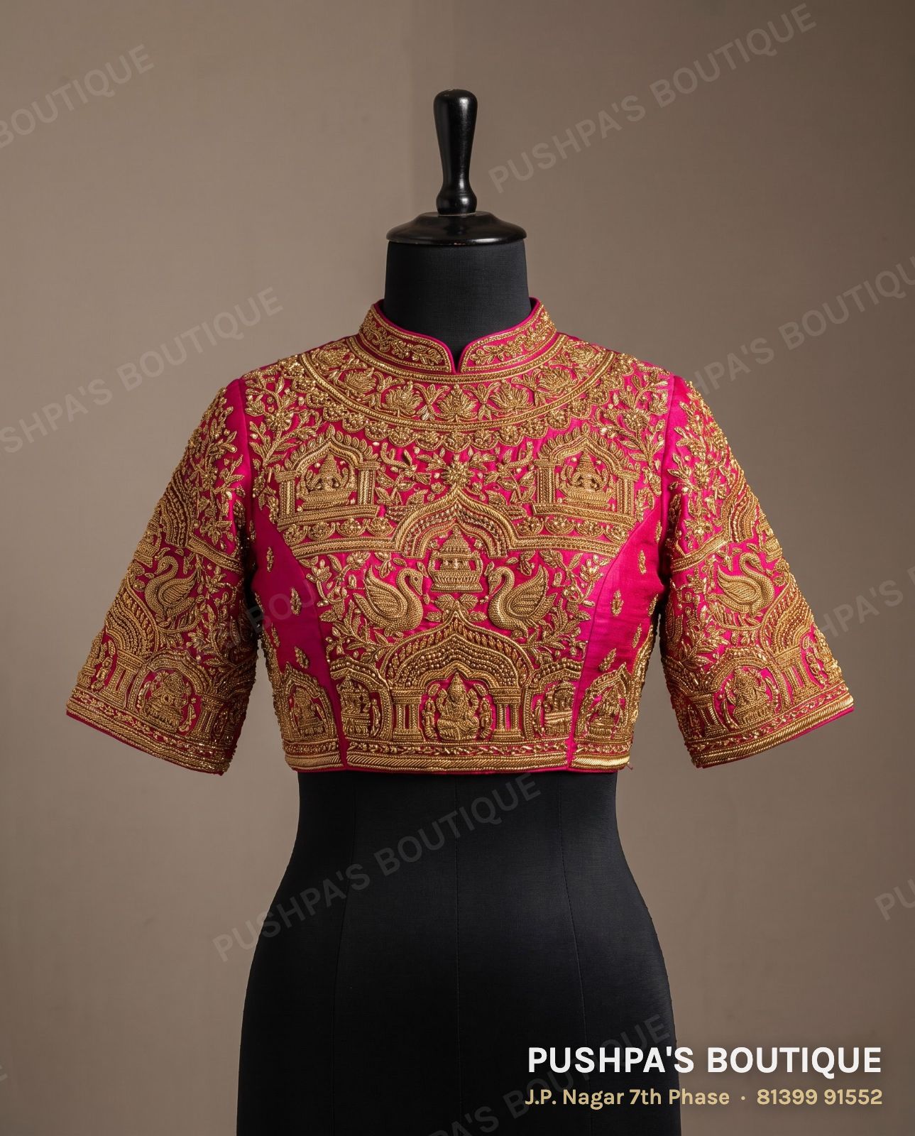 Designer blouse PB-021, high neck, keyhole back