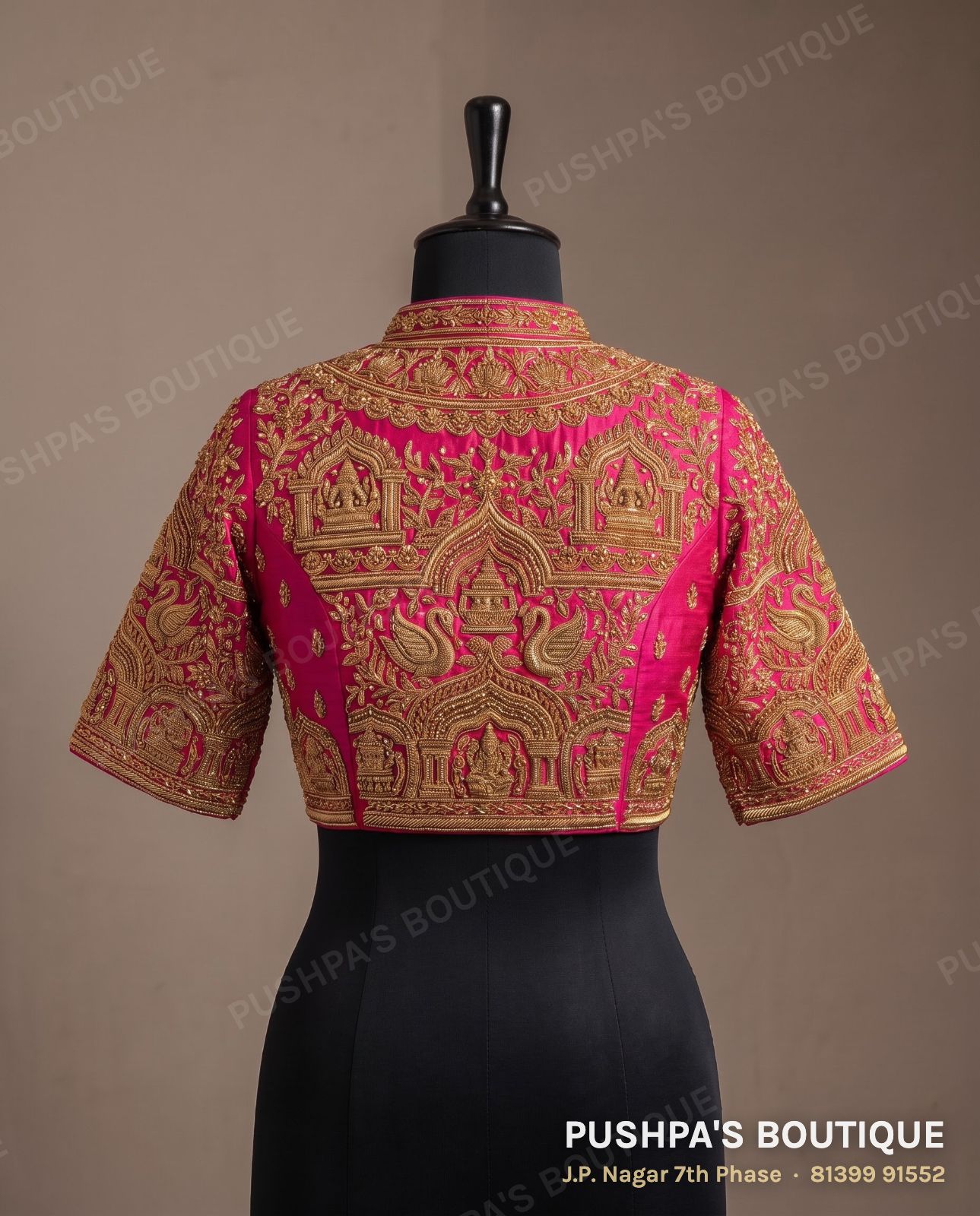 Designer blouse PB-021, high neck, keyhole back, photo 2